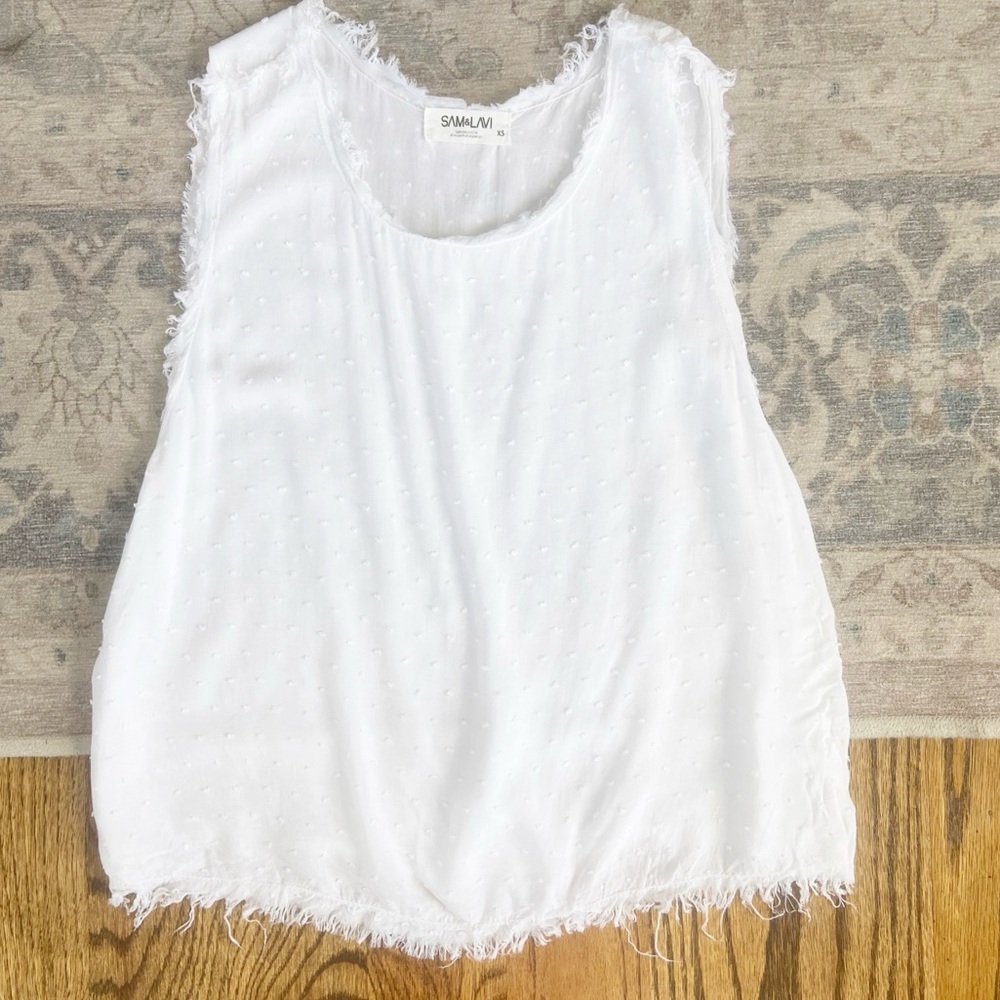 Sam & Lavi White Swiss Dot Tank XS